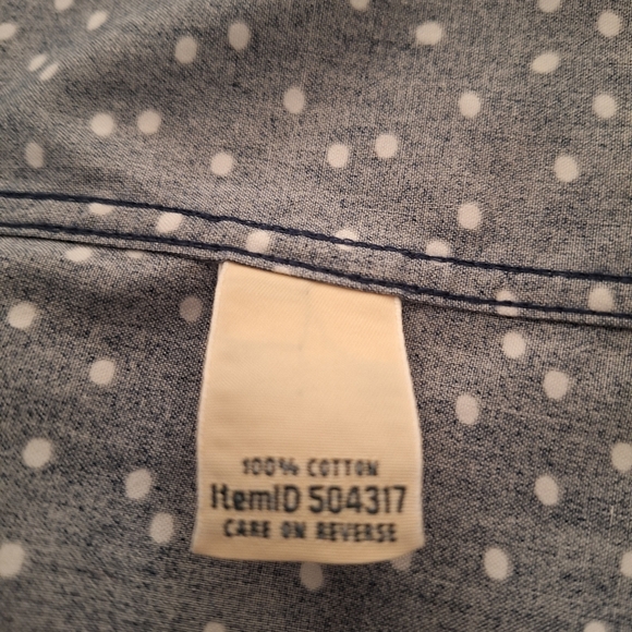 L.L. Bean Dark Blue Polka Dot Womens Shirt - Picture 8 of 8